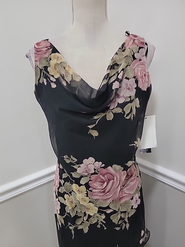 VTG 90s y2k black floral chiffon fairy goth grunge maxi dress JESSICA HOWARD 10 - Picture 7 of 14