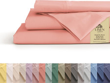 100 Cotton Percale Sheets King Size, English Rose, Deep Pocket, 4 Pieces Set -