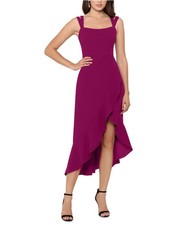 XSCAPE Womens Solid High-Low Dress, Purple, 14