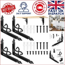 4 Pcs Heavy Duty Black Shelf Brackets | 90° Right Angle Supports for Shelves