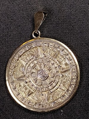 10k Gelbgold Krappen/Münzeinfassung Anhänger mit SILBER? Maya Kalender Charm