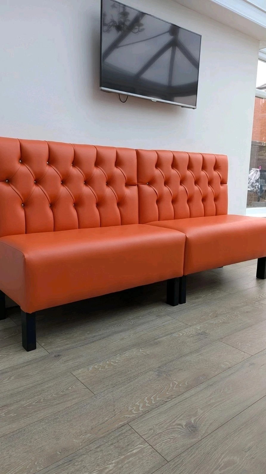   orange Fixed Bench Seating Restaurant, Kitchen dining 