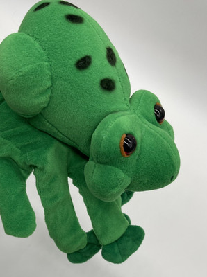 1993 Plush Creations FROG Hand Puppet 5 Finger Fit Plush Stuffed Animal Toy