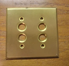 Bryant Double Push Button Solid Brass 2 Gang Switch Plate Wall Box Cover Antique
