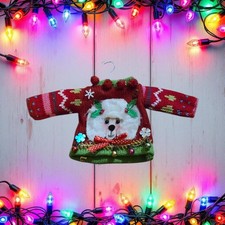Adorable Cute Red Ugly Sweater White Poodle Christmas Tree Ornament Decor