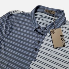 New G/Fore Polo Shirt Mens Large Golf Split Contrast Stripes Short Sleeve