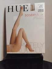 Vtg. Hue So Sexy Sheer Toeless Sheers With Lace Panty Hose Size 2 Natural 6010N 