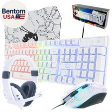 Gaming Keyboard and Mouse and Gaming Headset Mouse Pad, Wired LED RGB Backligh