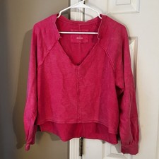 Anthropologie Pilcro Reworked Popover Pink Distressed Sweatshirt. Women s Small