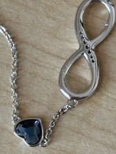 925 Infinity Heart Birthday Charm Bracelet Link Adjustable 7-9 In