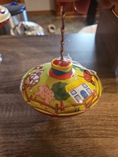 Vintage LBZ Lorenz Bolz Zirndorf Children's Red Barnyard Animals Spinning Top