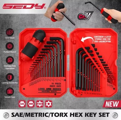 SEDY 41-tlg. Inbusschlüssel Set SAE/Metrisch/Torx   CR-V Stahl   Profi...
