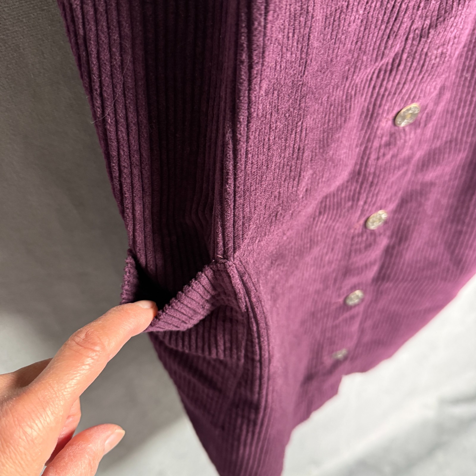 Fat Face US 12 UK 16 Purple Pinafore Dungaree Mini Dress Corduroy Button Pockets image 8