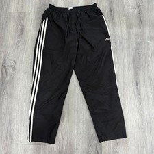 Y2K VTG Softshell Adidas Track Pants Mens M Black White 3-Stripes