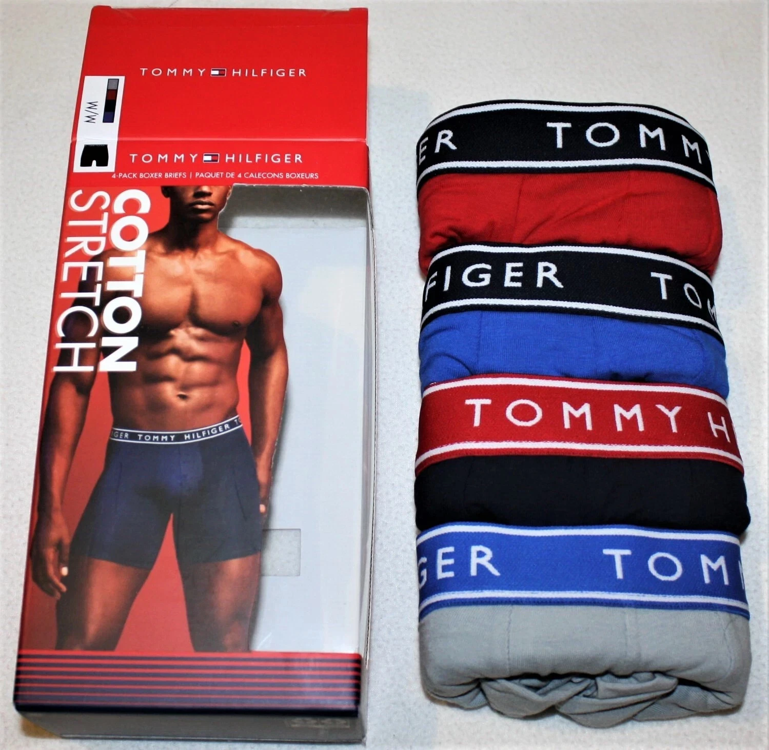 4 TOMMY HILFIGER Boxer Briefs COTTON STRETCH Multicolor 4 Pack Underwear $49.50