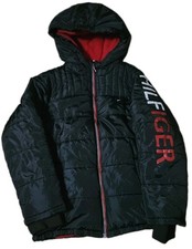 Tommy Hilfiger Coat Puffer Jacket Logo Fleece Navy Teens Boys Large 24x21