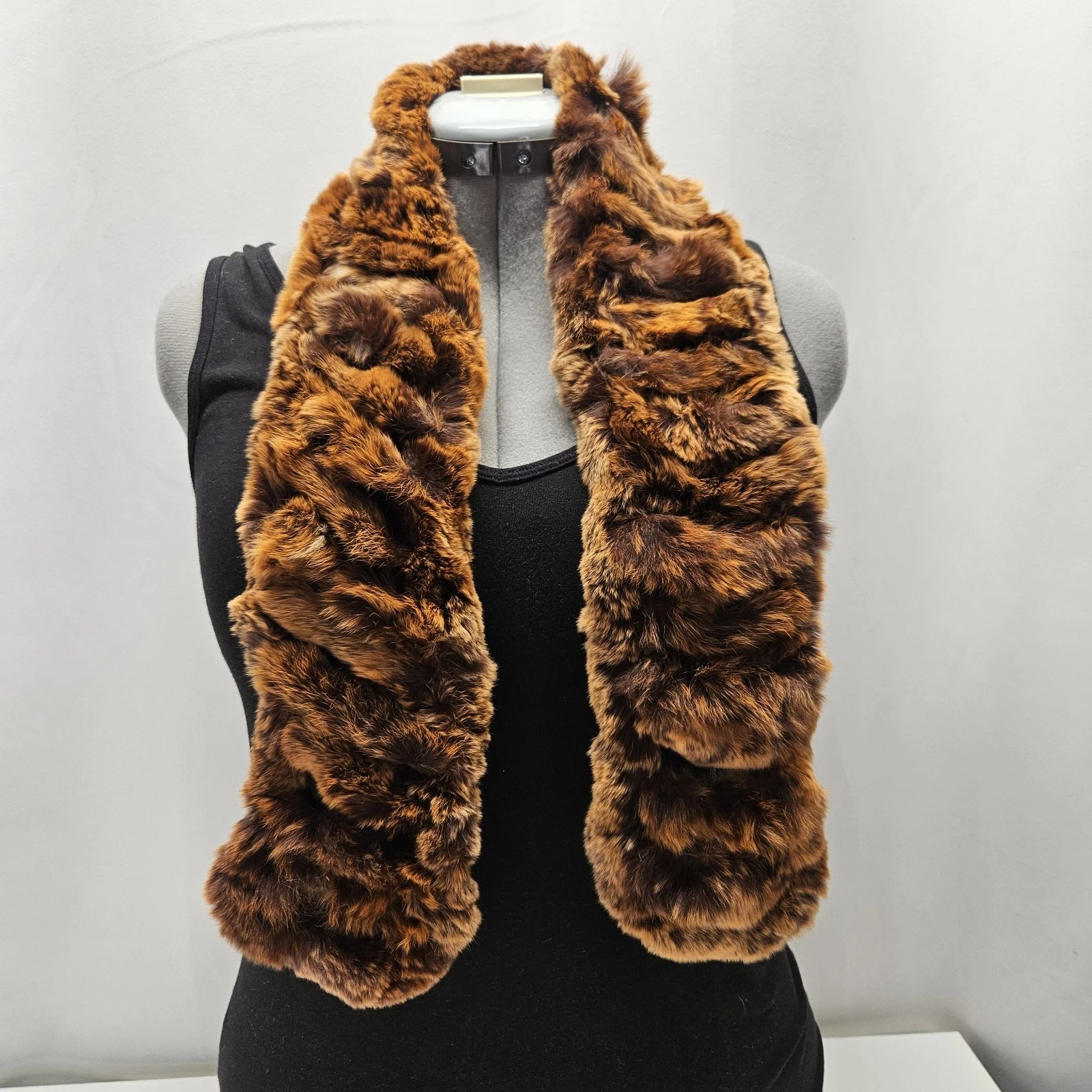 Vintage Cooper Rex Rabbit Fur Scarf 42" Canada Glam Mod Real Fur