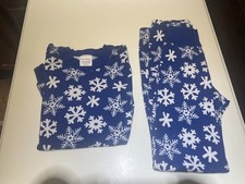 Hanna Andersson Unisex Childs Pajama Set Pants Top Snowflake Print SZ 6-7 120cm
