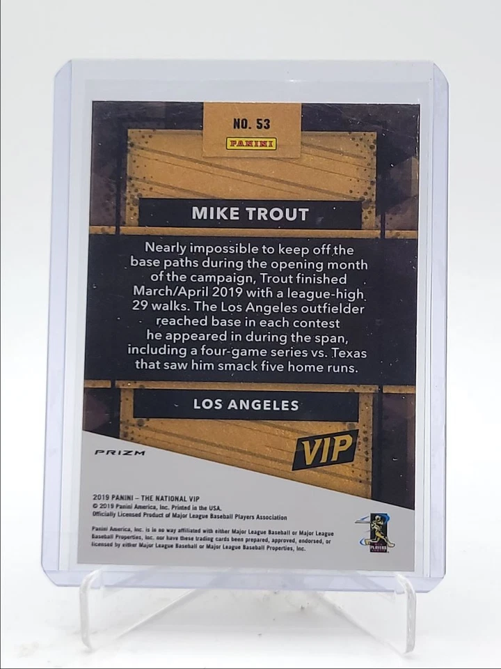 MIKE TROUT 2019 PANINI THE NATIONAL VIP GOLD VELOCITY PRIZM ANGELS Q5918 - Image 2 of 2