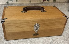 Vintage Gerstner Oak Tool Box Case w/ Tray Insert Green Felt Lined USA Made (LR)