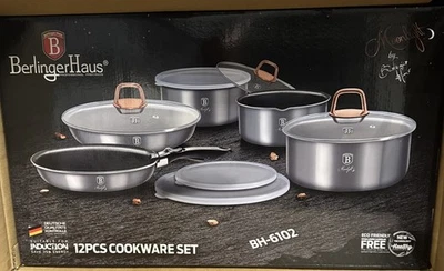 12 Ustensiles De Cuisine batterie Poêle Casserole BERLINGER HAUS BH-6102 NEUF - Photo 1/2