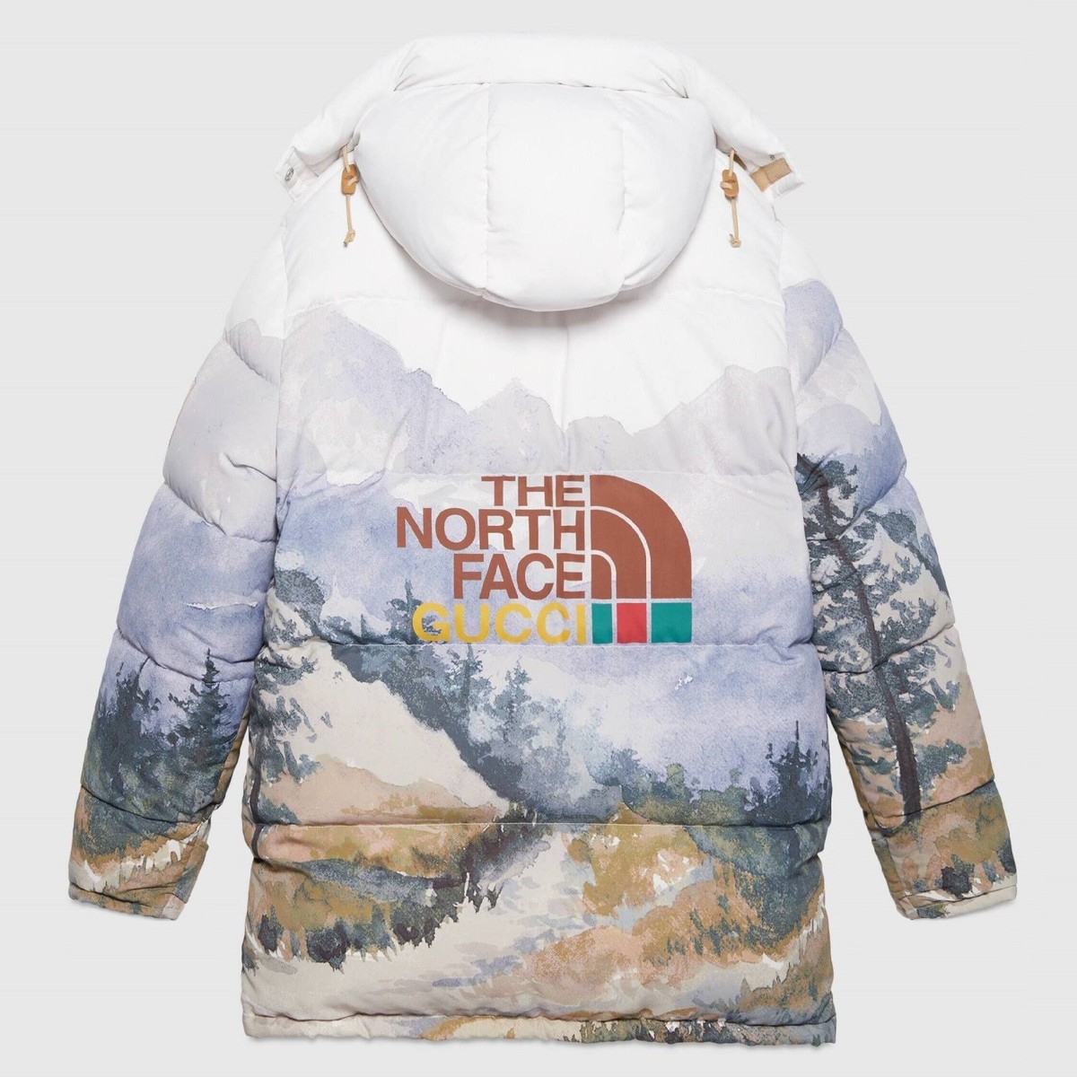 GUCCI THE NORTH FACE Forest Trail Print Down Quilt Puffer Parka GUCCI THE NORTH FACE Forest Trail Print Down Quilt Puffer Parka