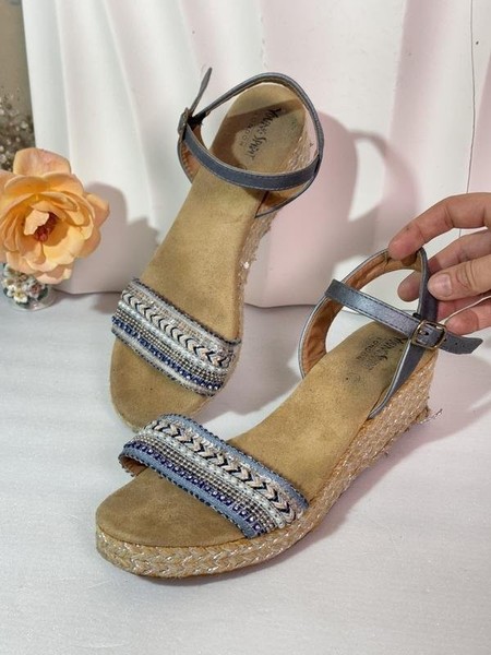 Women Young Spirit Heels Blue Textile 39