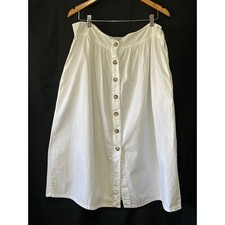 VTG White Denim Full Button Up Skirt XXL Midi Coquette Cottagecore Soft Girl