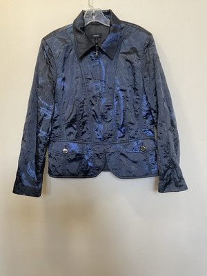 Basler Women's Blue Black Abstract Full Zip Long Sleeve Jacket Size 42