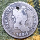 1824 Cuzco Peru 1-Real T-1 Colonial Silver Coin Ferdinand VII, Spanish Arms — photo 3
