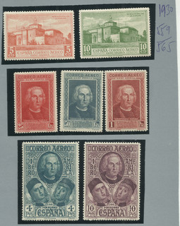 ESPAÑA.SELLOS COLÓN III DE 1930.CORREO AEREO.