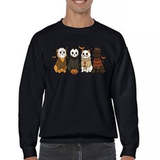 Horror Cats Crewneck Sweatshirt Trick or Treat Halloween Spooky Pumpkin Head