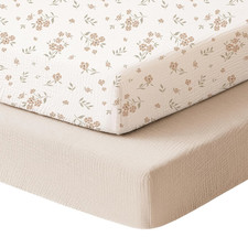 2 Pack Muslin Mini Crib Sheets, Fits Pack and Play, 38"x24"