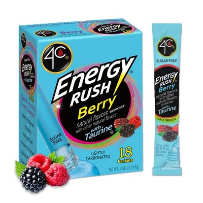 4C Energy Rush Stix, Berry 1 Pack, 18 Count, Single 18 Count (Pack of 1)
