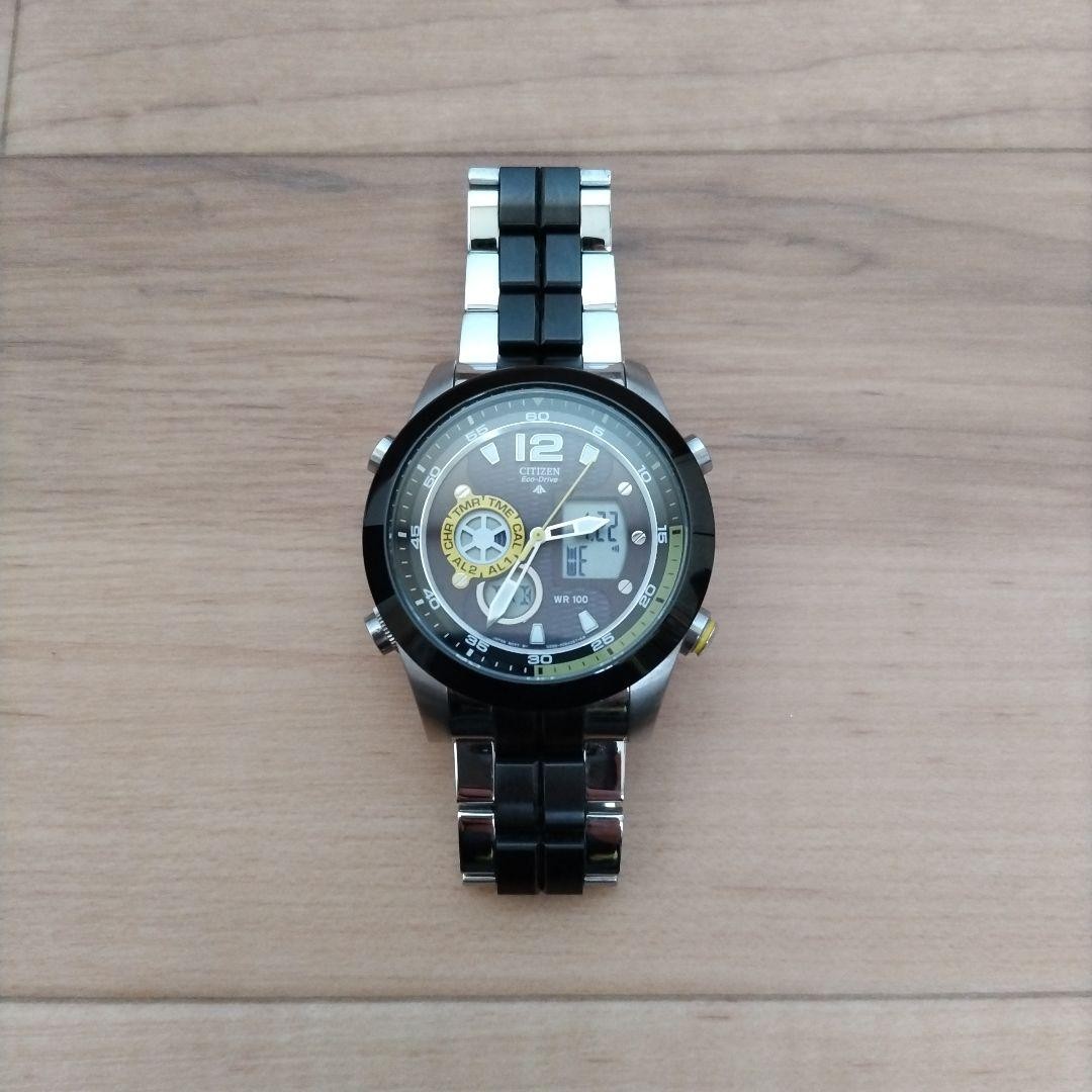 CITIZEN Promaster U200-S055032 Black Dial Eco-Drive Men's Watch Used Working #47