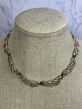 Corocraft Vintage Choker Necklace 50s Loop Panel Collar Gold Tone Coro 1272