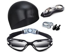 Swim Goggles Swimming Goggles No Leaking with Nose Clip, Earplugs, Swim Cap a...