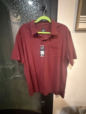 GAP - Short Sleeve Knit Button Up Shirt - Zinfandel - GP005442 - RUBY: X-LARGE