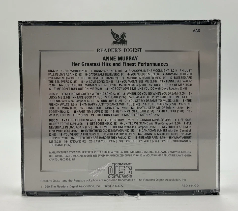 Anne Murray Her Greatest Hits And Finest Performances 3-Disc CD Set *New* 1990 Foto 2 de 4