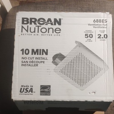 Broan-NuTone 688ES Ventilation Fan, Energy Star, No Cut Install, 50 CFM