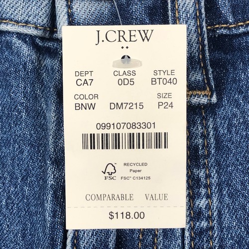 Pantalones de mezclilla para mujer J.Crew cortos con parche en el tobillo y bolsillo 24P azul medio elásticos BT040 - Imagen 4 de 4