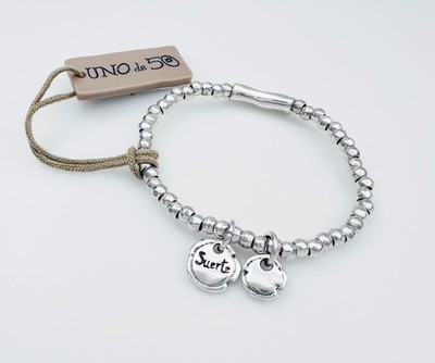UNO de 50 versilbertes Bettelarmband ''Glück/Suerte'', S (5,7''-6,1'')