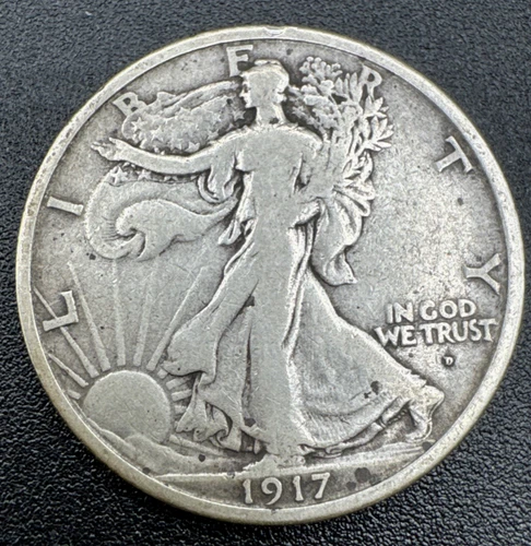 1917-D Obv. Walking Liberty Silver Half Dollar