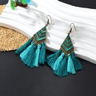 Boho Geometric Black-green Tassel Dangle Fringe Earrings Daily Vacation Jewelry