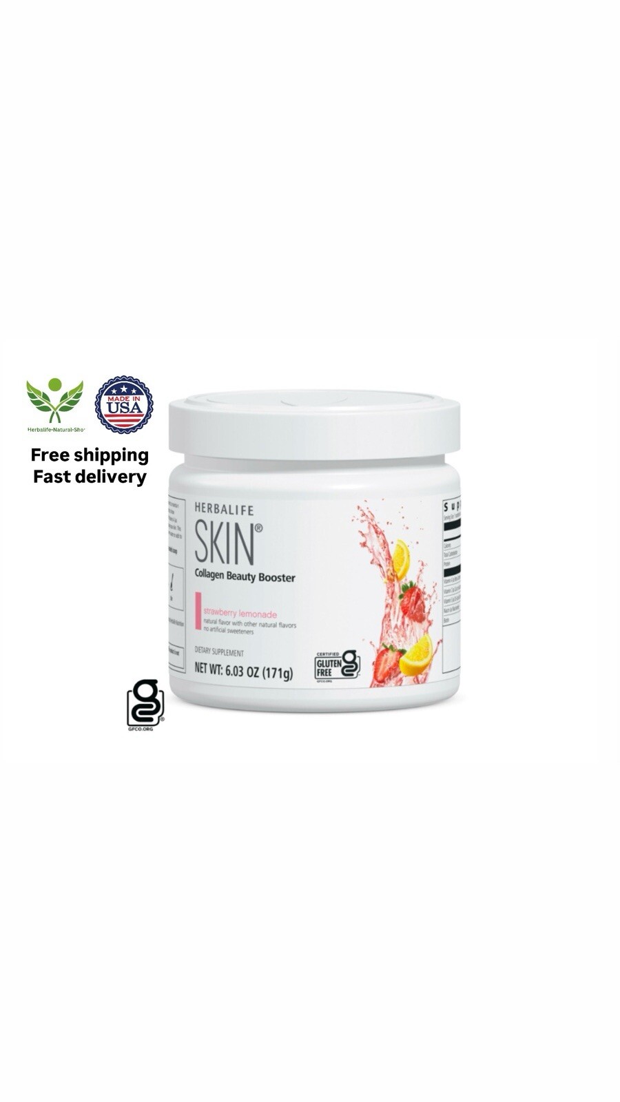 Herbalife SKIN® CollagenBeauty Booster: Strawberry Lemonade Canister 6.03 Oz.