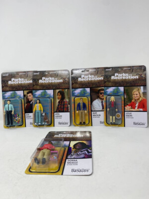 Super7 PARKS AND RECREATION MEAGLE WYTT KNOPE + ReACTION LOT SET ALMOST COMPLETE