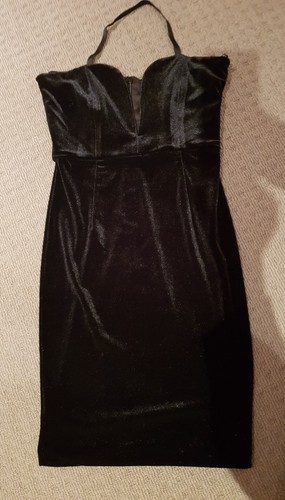 Bardot black velvet bustier dress size 