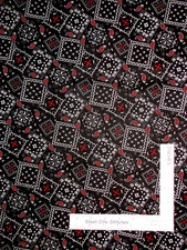 Bandana Western Cowboy Cowgirl Red & Black Cotton Fabric By The Yard