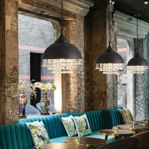 Industrial Crystal Pendant Light Home Rustic Ceiling Light Lamp