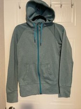 Nike Hoodie Women's Size M Dri-Fit Sweatshirt Full-Zip Fleece Green Thumb Holes